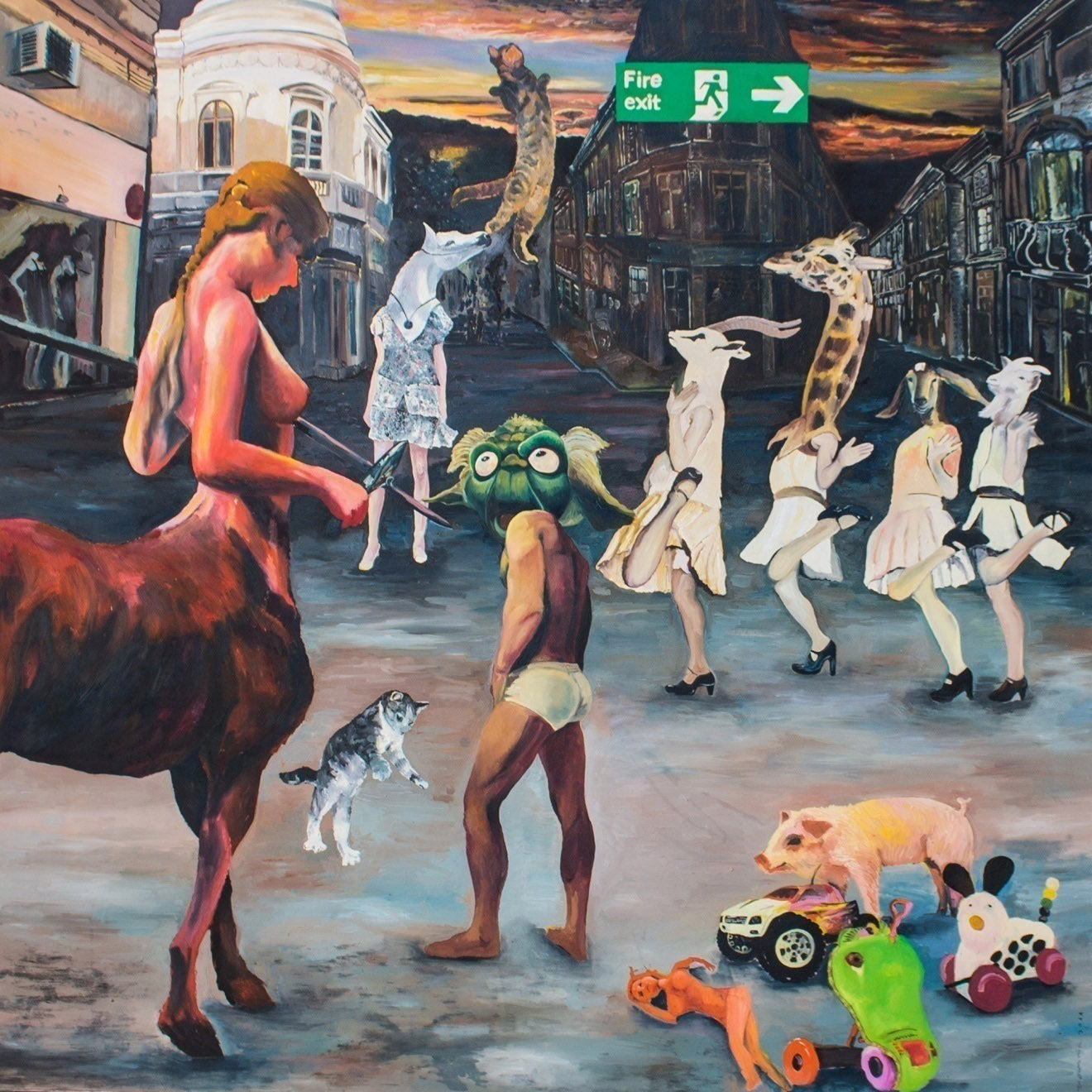 Amazons, 200x200cm, oil on canvas, 2011 - beautiful and intriguing original contemporary art painting by artist Dominic Virtosu