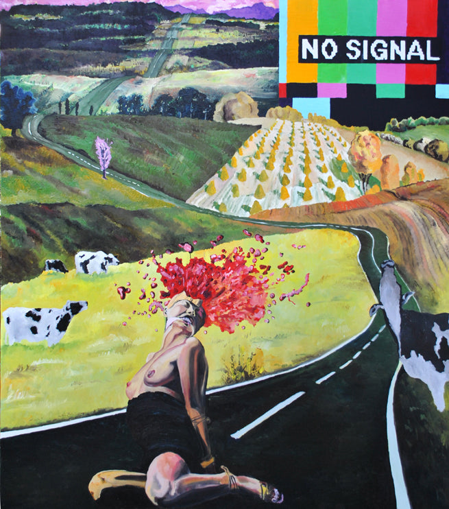 No Signal (Roadkill). Oil painting on canvas, 170x150cm, 2010, by contemporary artist Dominic Virtosu